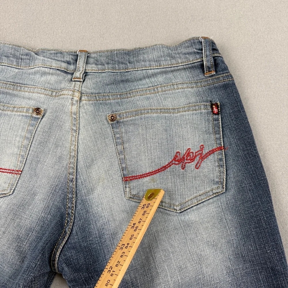 Southpole Flare Jeans Womens Sz‎ 9 Y2K Low Rise Bootcut Stretch Denim Front Fade